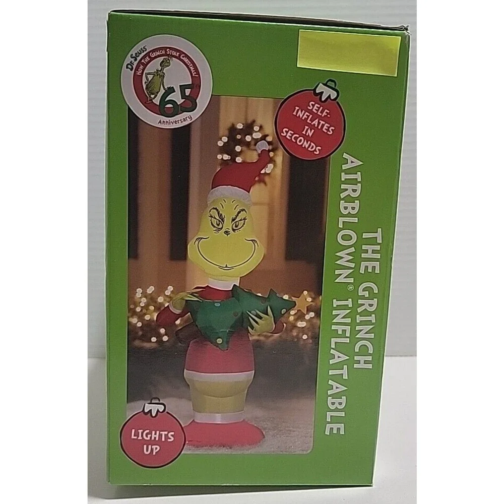 Dr Seuss 65th Anniv The Grinch w Tiny Christmas Tree 5.5' Gemmy‎